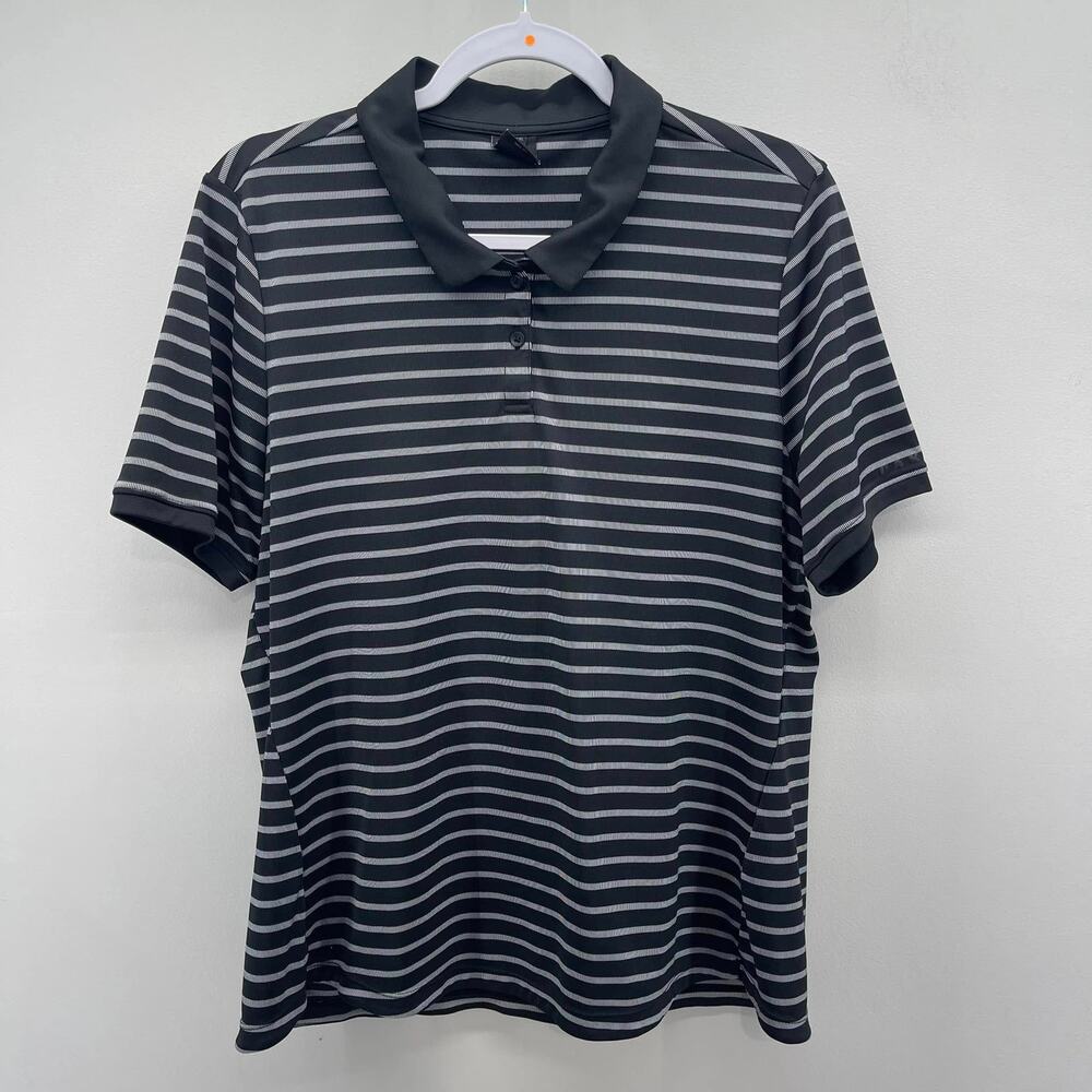 Oakley Enjoy Black White Stripe Performance Fit Short Sleeve Golf Polo Shirt